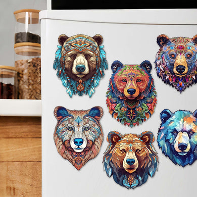 Mystical Bears Decorative Eco Wood Magnets Set of 6 by G. Debrekht - Wildlife Decor - 8090120G-S6