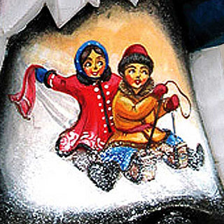 A Childs Day in the Snow Hand-Painted WOODCARVED Masterpiece by G. Debrekht - Christmas Decor - 821502 *** PRE-ORDER - Handmade Just for You! ***
