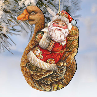 Christmas Goose Santa Wooden Ornaments by G. DeBrekht - Christmas Santa Snowman Decor - 8121633