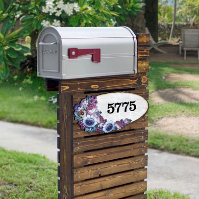 Floral Boquete Wooden Personalized House Number Sign by G. Debrekht - Love Family Kids Decor - Handcrafted Wooden Handcrafted Wooden Address Sign - MA8185311