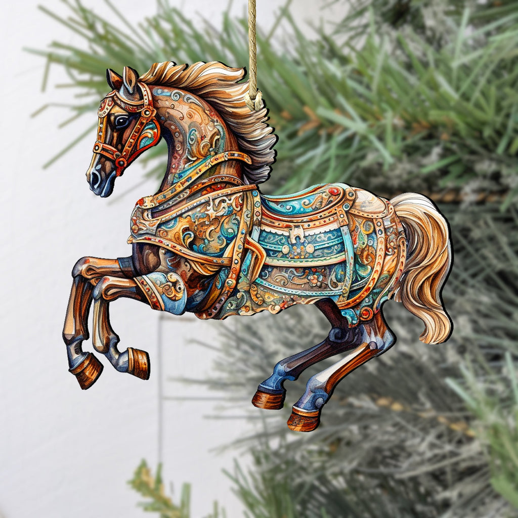 Carousel Horse Wooden Ornaments by G. Debrekht - Christmas Decor - 8100193-1