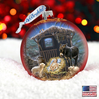 Born in A Stable Glass Ornament by D. Gelsinger - Nativity Holiday Decor - 71157-1726
