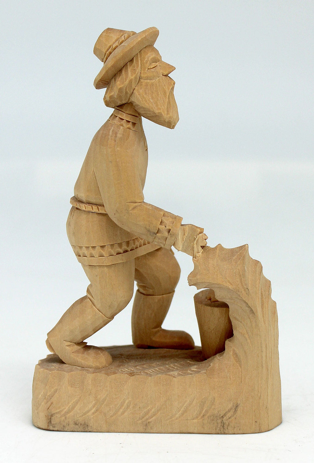 One-of-a-Kind Fisherman Wood Carved Figurine 4.5