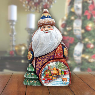 Christmas Train Santa Hand-Painted WOODCARVED Masterpiece Figurine by G. DeBrekht - Christmas Decor - 8206021