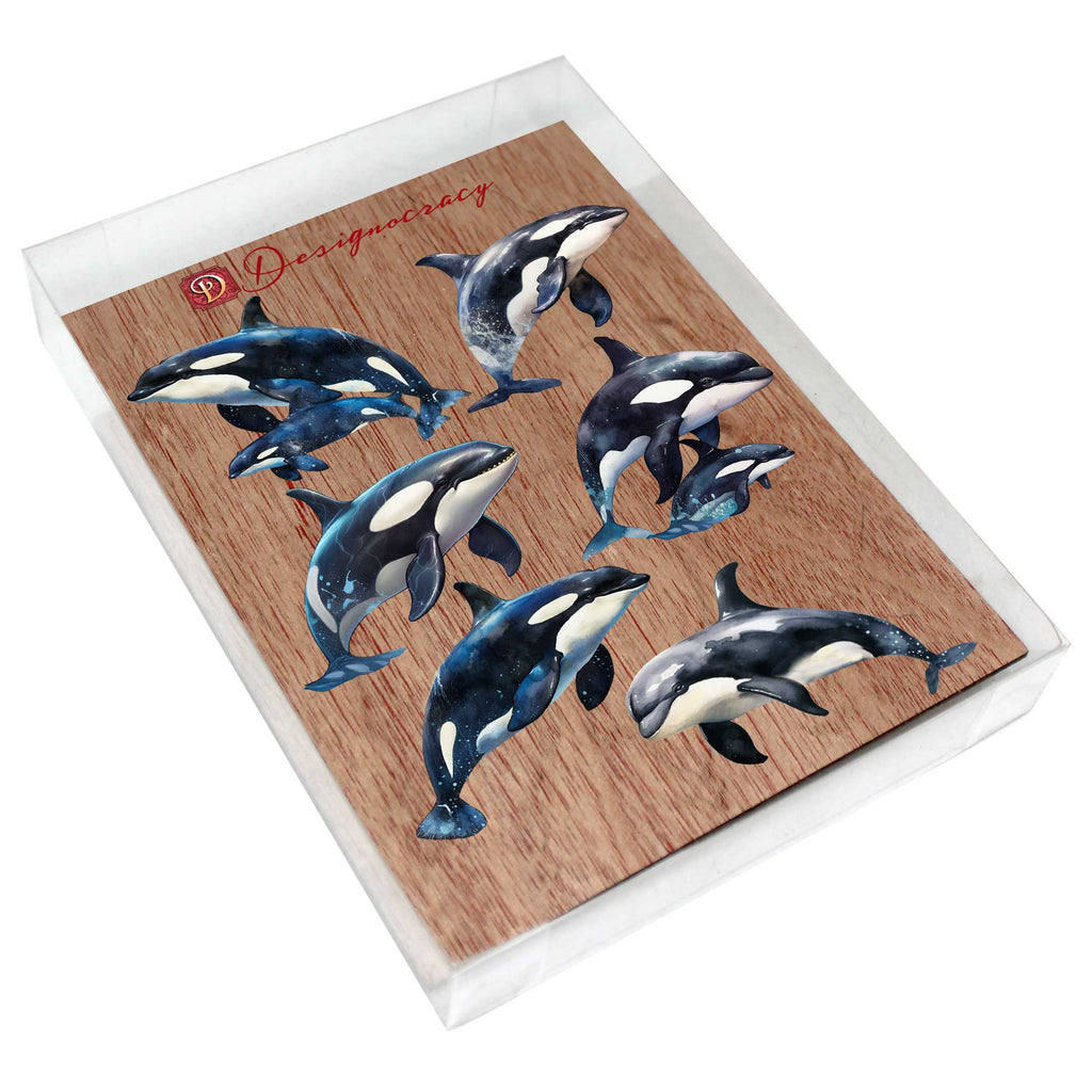 Majestic Orcas Decorative Eco Wood Magnets Set of 6 by G. Debrekht - Wildlife Coastal Decor - 8090102G-S6