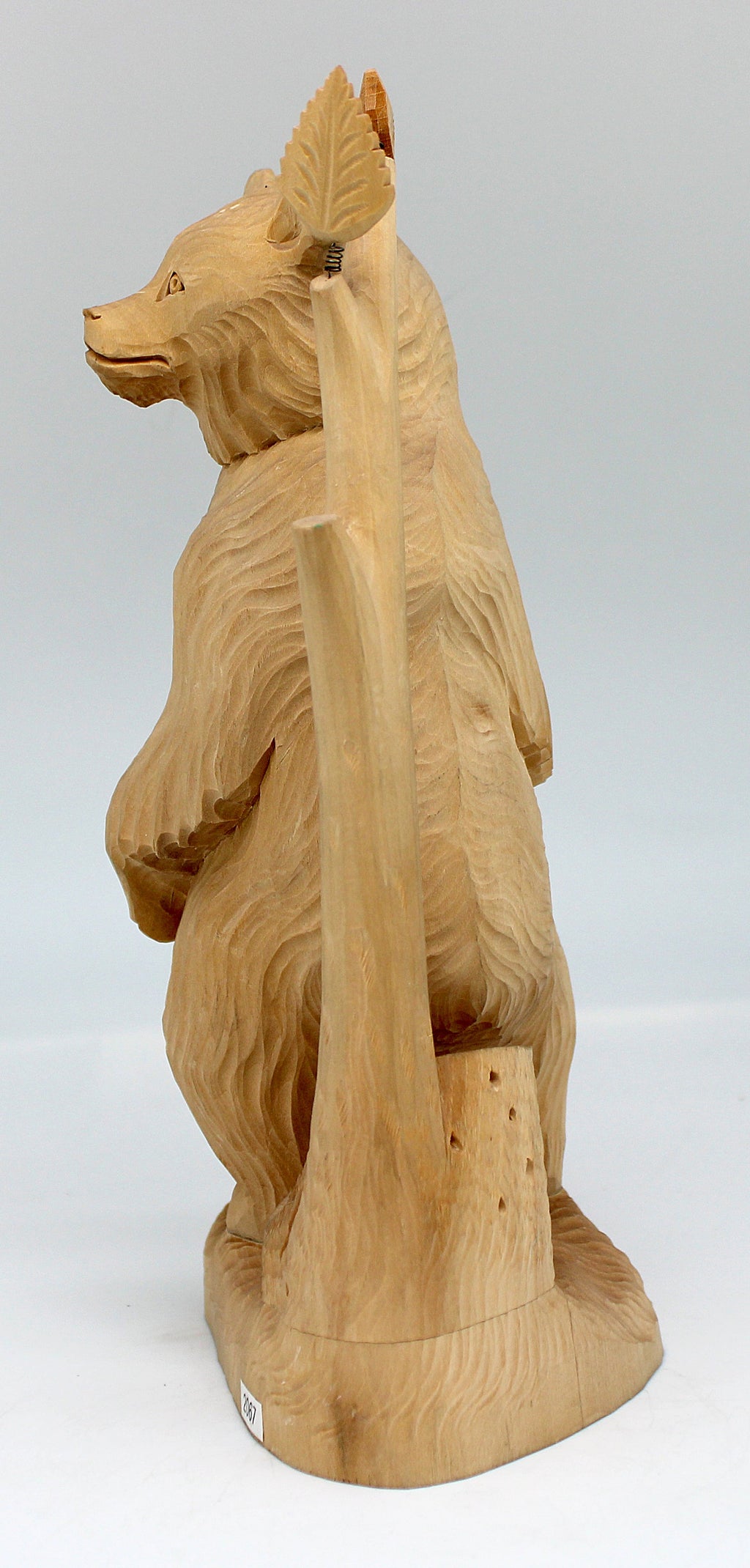 One-of-a-Kind Bear and a Tree Wood Carved Figurine 9.5
