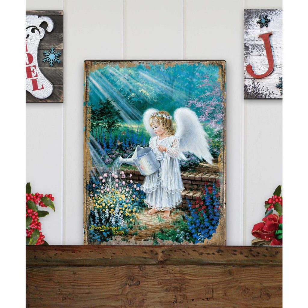An Angel's Gift Wooden Wall Art by D. Gelsinger - Nativity Holiday Decor - 95661B-9708