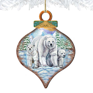 Polar Bears Drop Wooden Ornaments by Nature Wonders - Wildlife Holiday Decor - 8035215