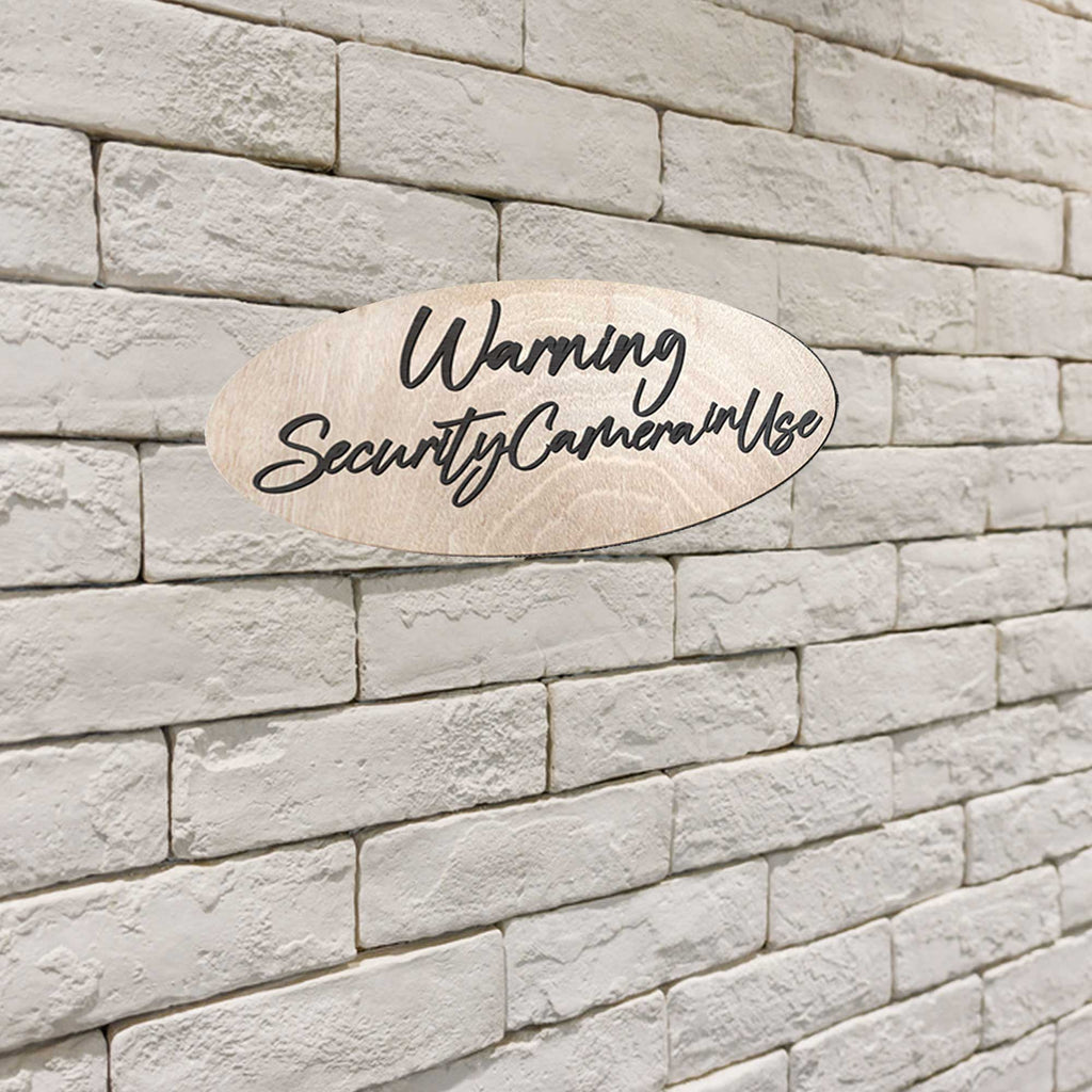 Warning sign, Security Camera in Use sign, Business sign, Made in the USA sign, Made from wood - 320340