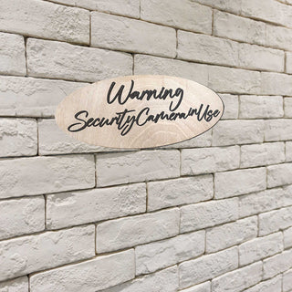 Warning sign, Security Camera in Use sign, Business sign, Made in the USA sign, Made from wood - 320340