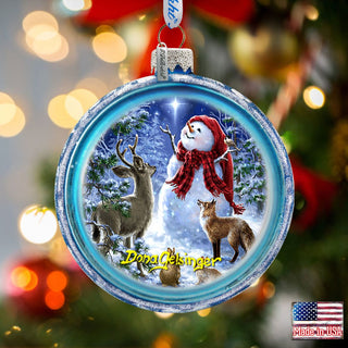 Happy Snowman Glass Ornament Set of 3 by D. Gelsinger - Christmas Santa Snowman Decor - 73743-S3-DG