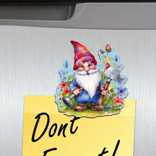 Garden Gnomes Decorative Eco Wood Magnets Set of 6 by G. Debrekht - Easter Spring Decor - 8090030G-S6