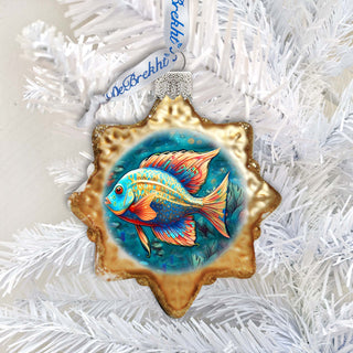 Holiday Coastal Ornament - Ocean Fish Keepsake Glass Ornaments by G. Debrekht - Coastal Holiday Decor - 777405