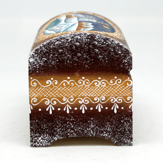 Winter Village Wood Carved Hand Painted Box 4x3