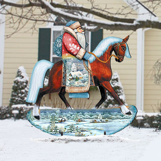 Horsey Santa Christmas Outdoor Yard Sign by G. DeBrekht - Christmas Santa Snowman Decor - 8151121F
