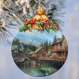 Frozen Peaks Homes Wooden Ornaments by G.Debrekht - Wildlife Holiday Decor - 870013