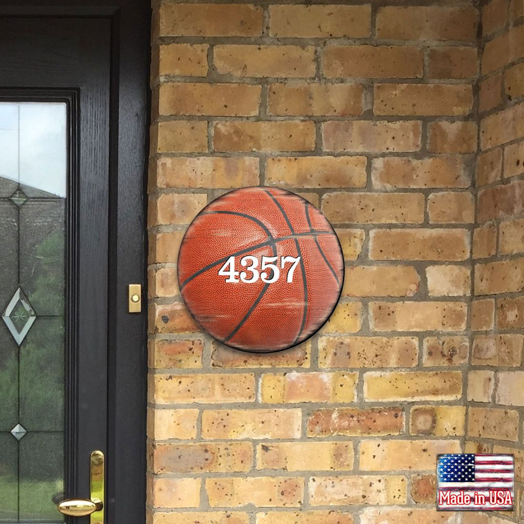 Basketball Wooden Custom House Number Sign - Love Family Kids Decor - Address Sign - MA989801