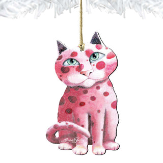 Cherries Jubilee Cat Wooden Ornaments by Laura Seeley - Pets Dog and Cats Decor - 8512065-LS