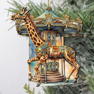 Carousel Giraffe Wooden Ornaments by G. Debrekht Christmas Decor - 8611028