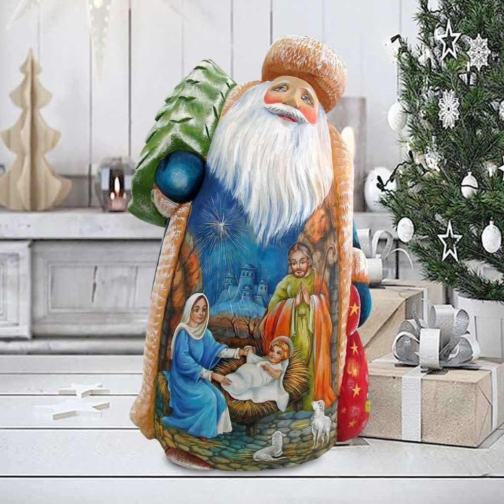 Midnight Miracle Santa Hand-Painted WOODCARVED Masterpiece by G. DeBrekht - Nativity Holiday Decor - 243019 - SPECIAL ORDER *** PRE-ORDER - Handmade Just for You! ***