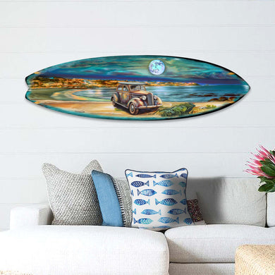Night Beach Surfboard Coastal Wall Art by G. DeBrekht - Coastal Holiday Decor - 8490123HS
