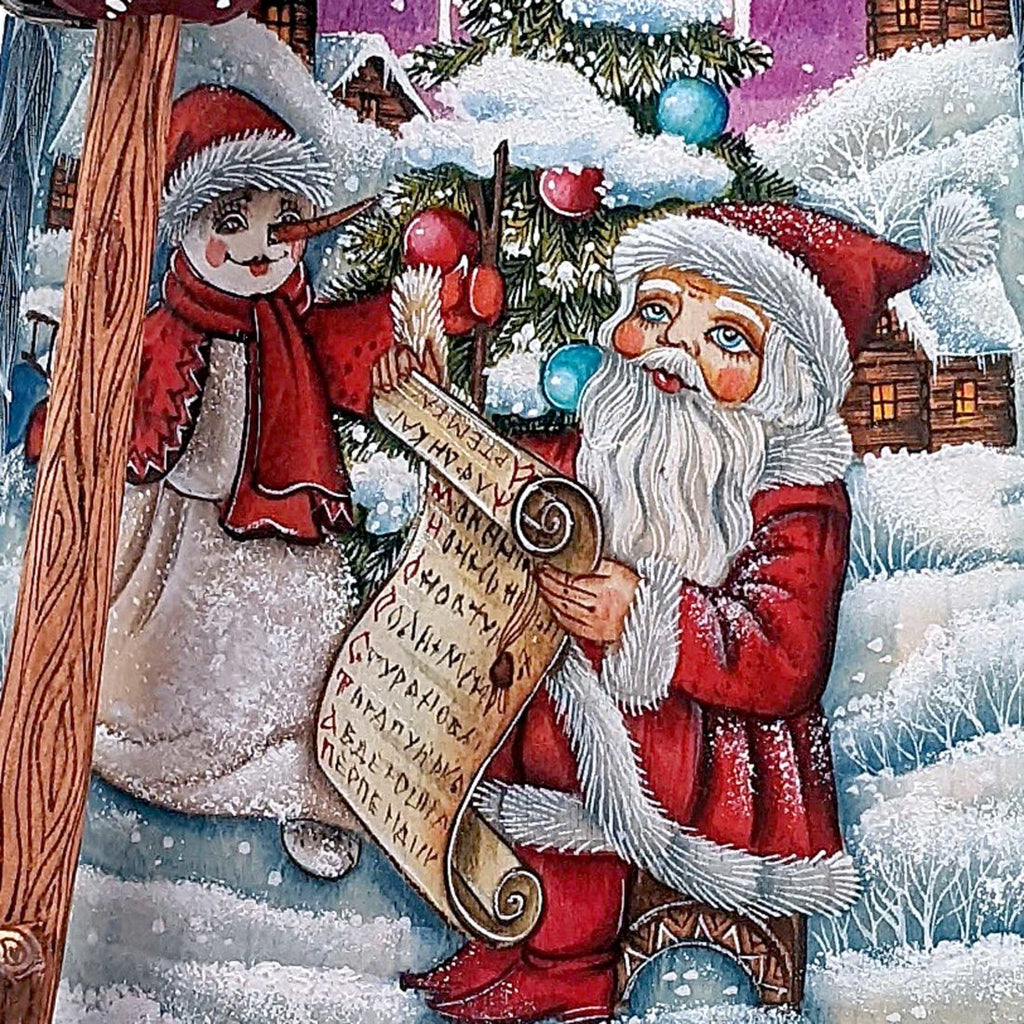 Making a List Checking It Twice Santa Hand-Painted WOODCARVED Figurine by G. DeBrekht - Christmas Decor - 241143-5