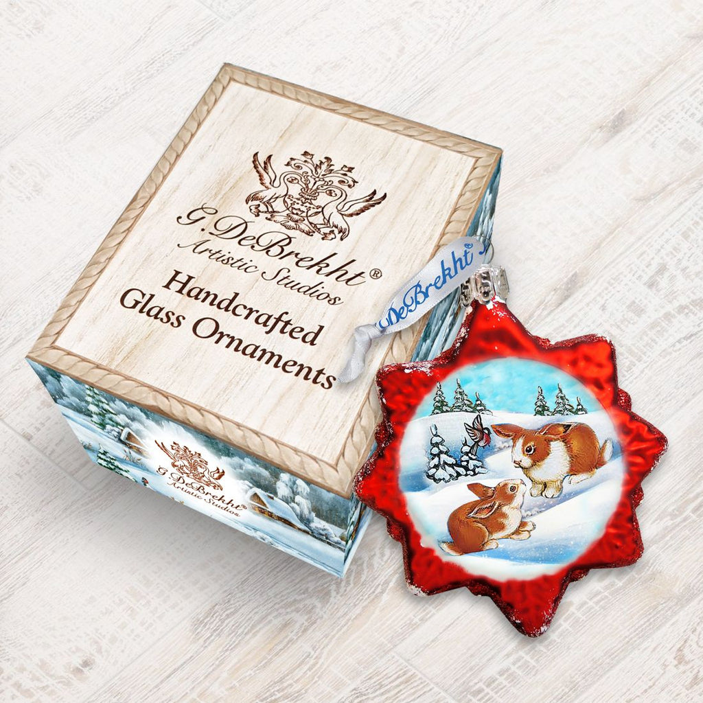 Santa Rabbits Mercury Glass Ornament by G. DeBrekht - Wildlife Holiday Decor - 771019