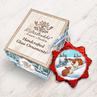 Santa Rabbits Mercury Glass Ornament by G. DeBrekht - Wildlife Holiday Decor - 771019