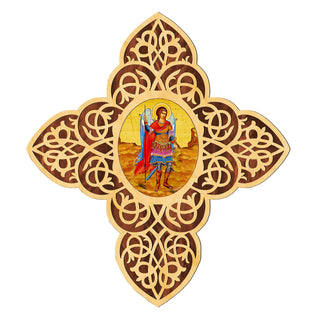 St. Michael the Archangel Filigree Wooden Cross by Museum Icons - Inspirational Icon Decor - 88422