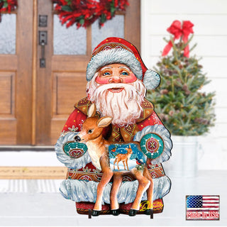 Deerest Friends Christmas Outdoor Yard Sign by G. DeBrekht - Christmas Santa Snowman Decor - 8118081F