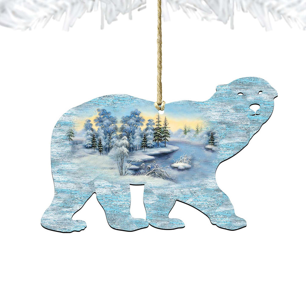 Polar Bear Christmas Wooden Ornaments by G. DeBrekht - Wildlife Holiday Decor - 8198225