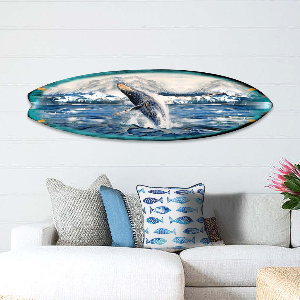 Humpback Harmony Surfboard Coastal Wall Art by G. DeBrekht - Coastal Holiday Decor - 8490119HS