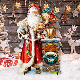 Silent Night Santa Christmas Outdoor Yard Sign by D. Gelsinger - Christmas Santa Snowman Decor - 8461013F-1315