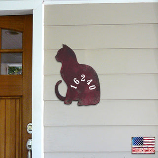 Cat Wooden Custom House Number Sign - Pets Dog and Cats Decor - Handcrafted Wooden Address Sign - MA98111