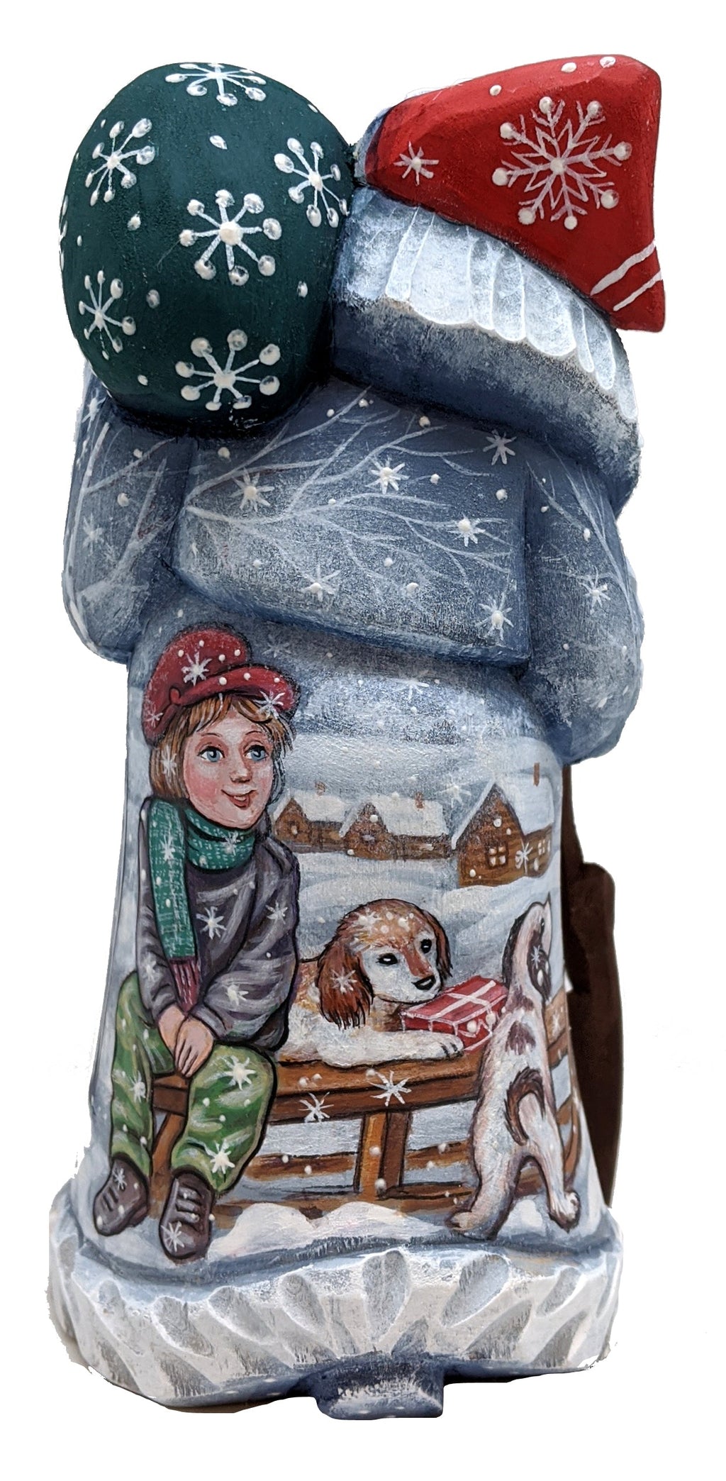 Dog Play Santa Hand-Painted WOODCARVED Masterpiece by G. DeBrekht - Christmas Decor - 8215109