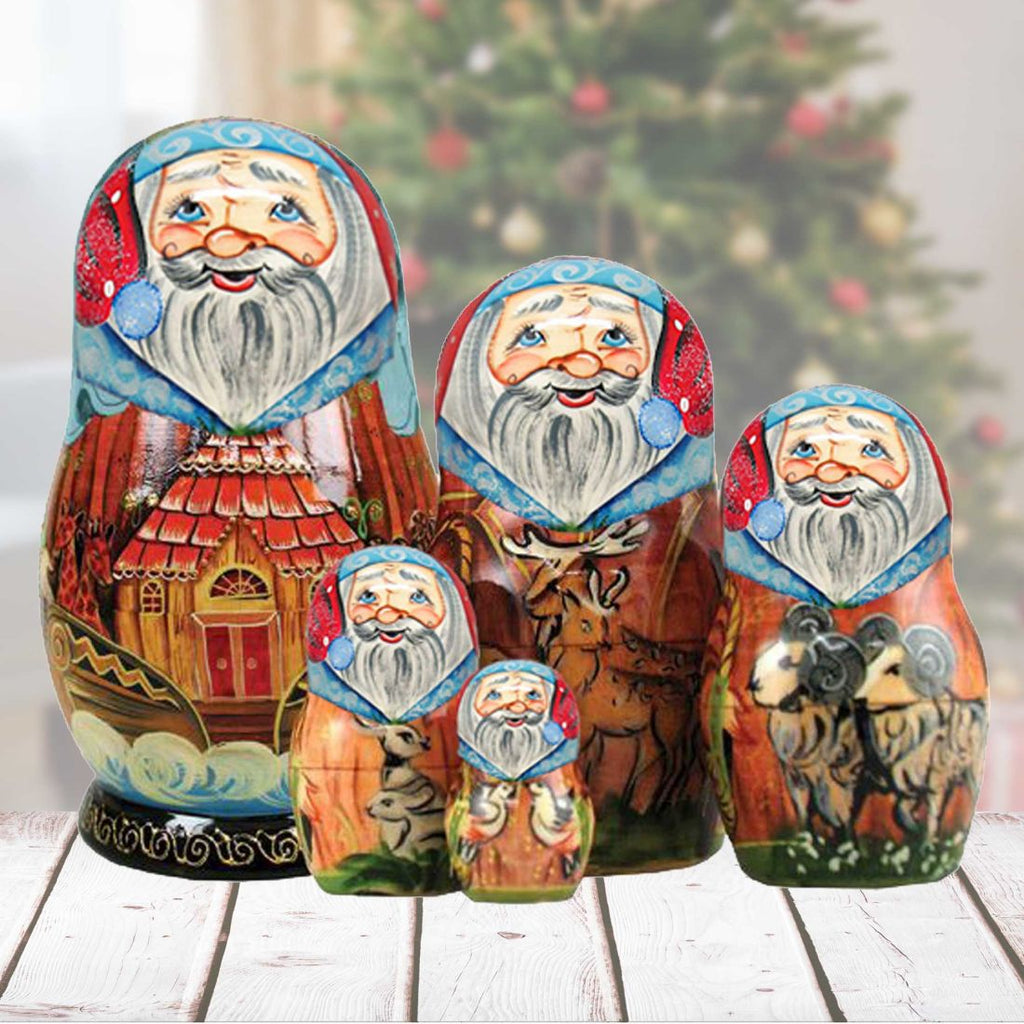 Noah's Ark Matreshka Nesting Hand-Painted Doll Set of 5 by G. DeBrekht - Nativity Holiday Decor - 110084
