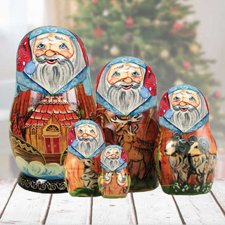 Noah's Ark Matreshka Nesting Hand-Painted Doll Set of 5 by G. DeBrekht - Nativity Holiday Decor - 110084
