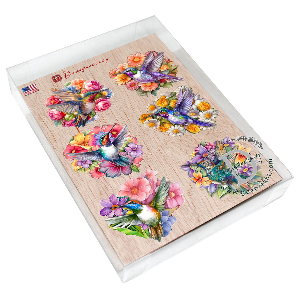 Hummingbirds Decorative Eco Wood Magnets Set of 6 by G. Debrekht - Wildlife Decor - 8090140G-S6