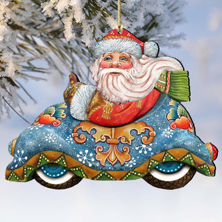 Car Ride Santa Christmas Wooden Ornaments by G. DeBrekht - Christmas Santa Snowman Decor - 8112045