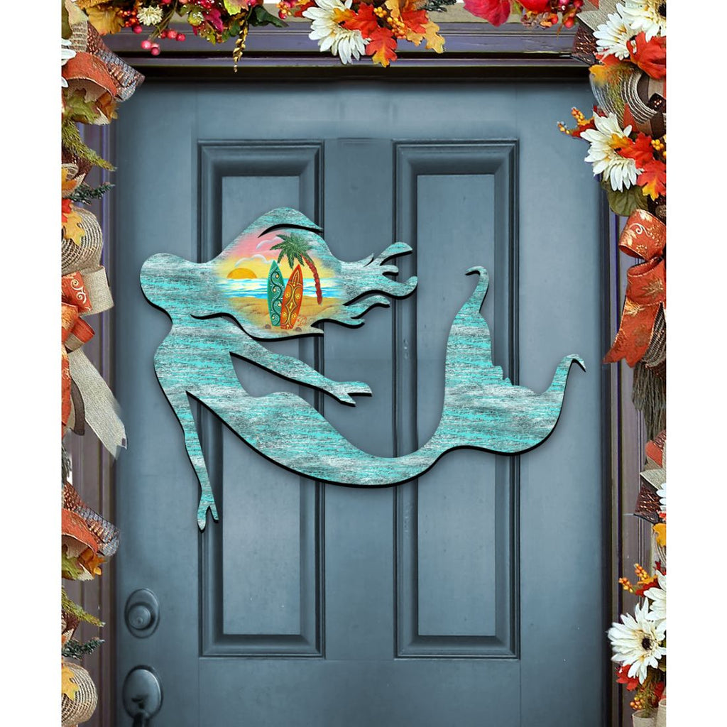 Mermaid Coastal Door Decor by G. DeBrekht - Coastal Holiday Decor - 8198514H