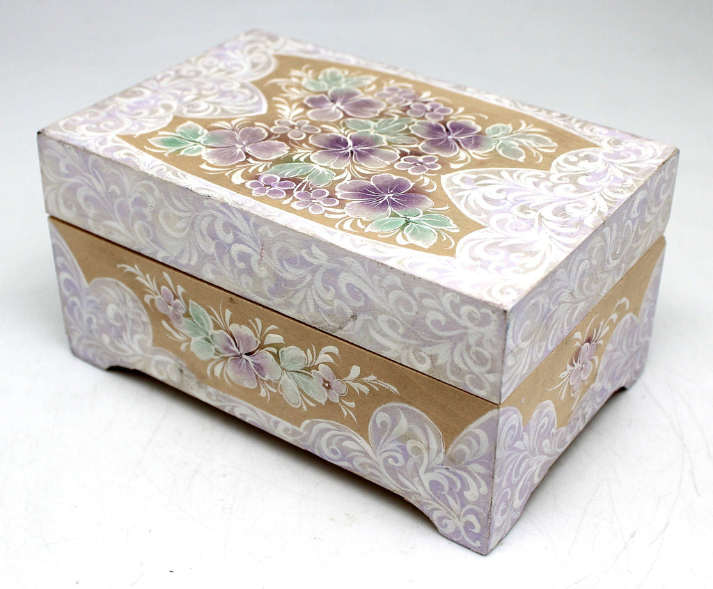 One-of-a-Kind White Wedding Summer Flowers Hand Painted Wooden Box 5 x 3