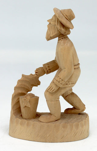 One-of-a-Kind Fisherman Wood Carved Figurine 4.5