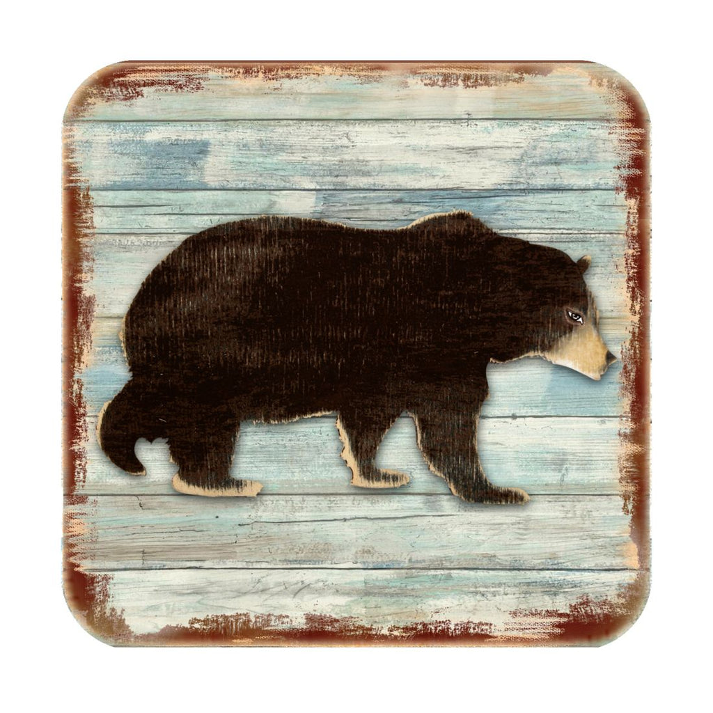 Bear Wooden Cork Coasters Gift Set of 4 by Nature Wonders - Nature Wildlife Decor - 8198215-9C-S4