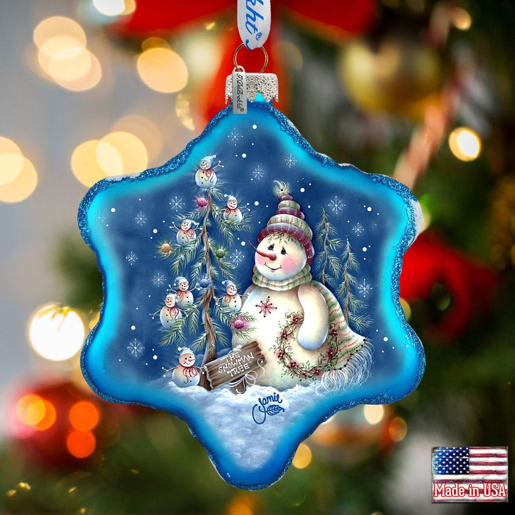 Old Fashion Christmas Glass Ornament by Jamie Mills-Price - Christmas Santa Snowman Decor - 754-301-MP