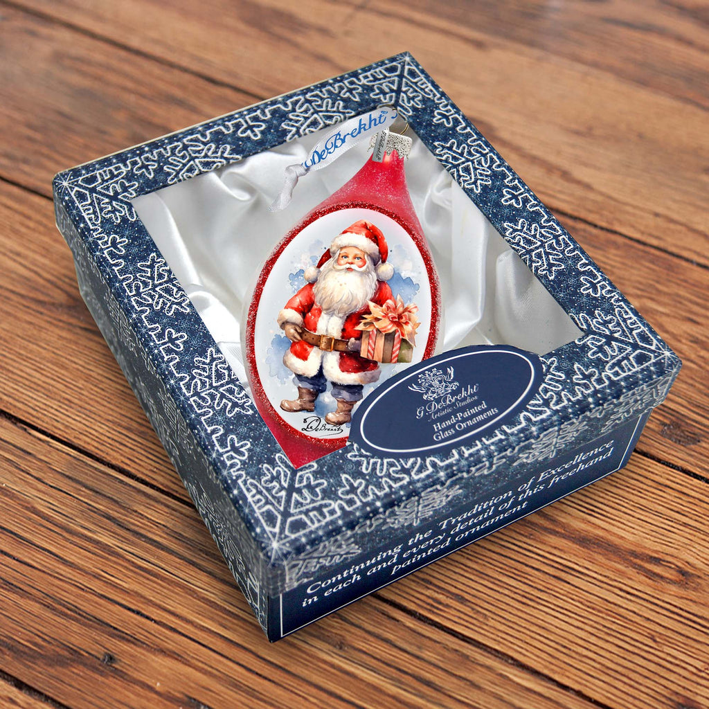 Magical Moments Santa Drop Glass Ornament by G. Debrekht - Christmas Santa Snowman Decor - 757-046