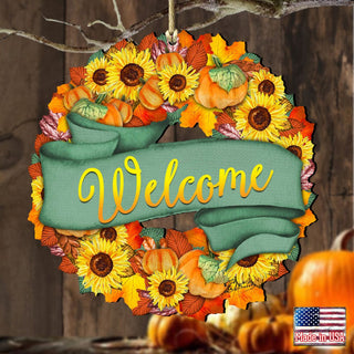 Flower Fall Wreath Wooden Ornaments by G. DeBrekht - Thanksgiving Halloween Decor - 8185305-2