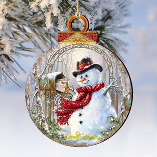 Mail Man Snowman Wooden Ornaments by Gelsinger - Christmas Santa Snowman Decor - 8021018-1421