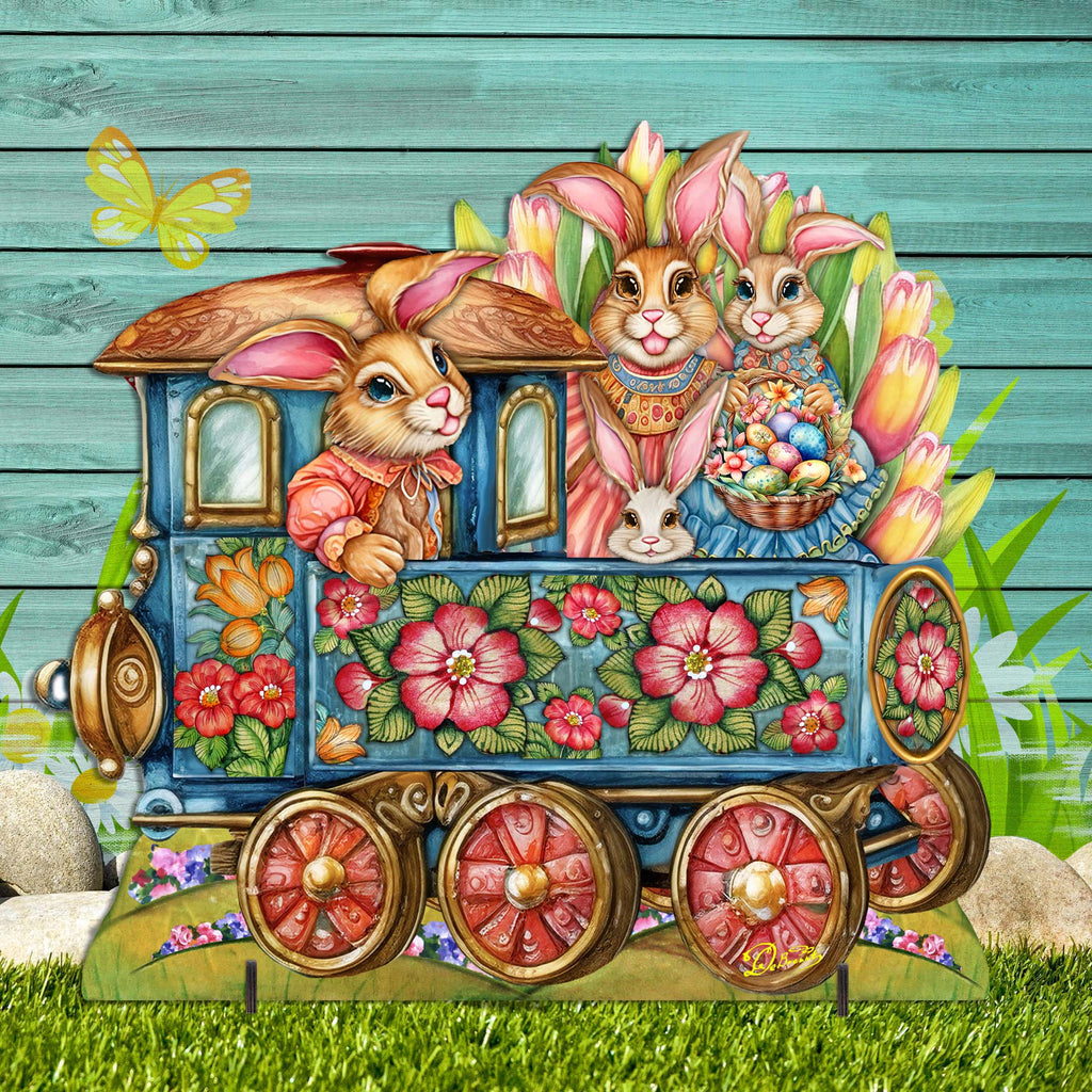 Easter Bunny Train Easter Lawn Decor by G. DeBrekht - Easter Spring Decor - 8652781F
