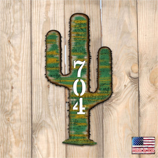 Cactus Wooden Custom House Number Sign - Nature Wildlife Decor - Handcrafted Wooden Address Sign - MA98416