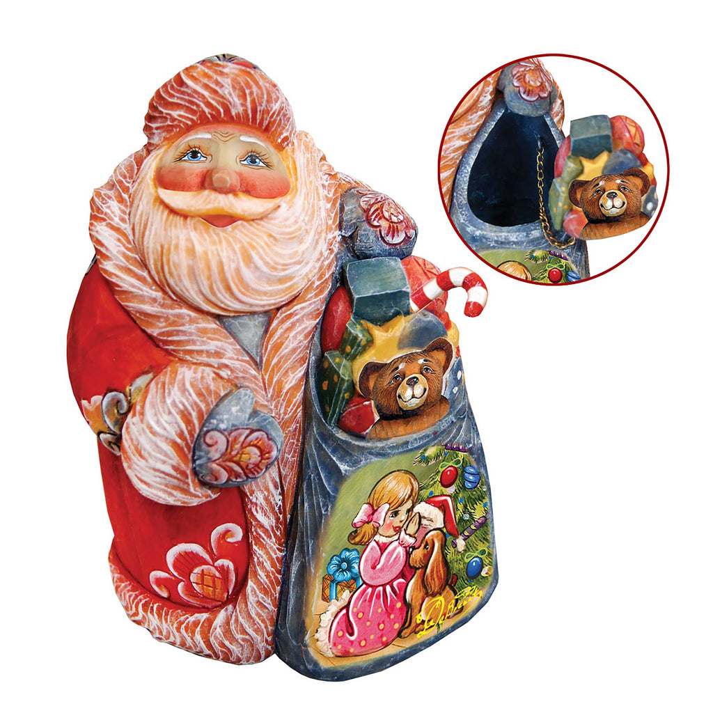Secret Surprise Santa box Handcrafted Christmas Figurine - G. DeBrekht - Christmas Santa Snowman Decor - 517911